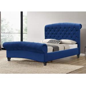 OEM Luxurious Ottoman Blue Velvet King Size Bed Frame high durability