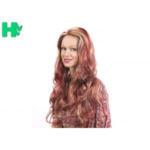 China Multi Layered Haircuts Long Curly Full Lace Synthetic Wigs , Synthetic Fiber Skin Part Wig supplier