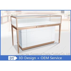 China Rose Gold Stainless Steel Frame Jewelry Display Cases With MDF Cabinet supplier