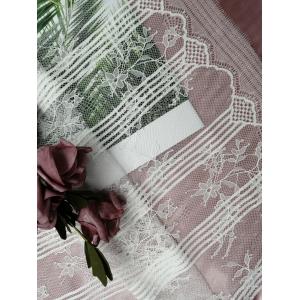Scallop Polyester White Eyelash Lace Trim Fabric For Bridal Dress