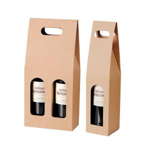 China Brown Corrugated Paper Wine Packaging Gift Box With Handle supplier