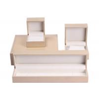 China Fashion Beige Leather Flat Jewelry Box , Rectangle Personalised Jewellery Box on sale