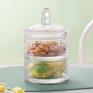 China Housewares Stackable Clear Glass Storage Jar 820ml 2 Pieces With Lid supplier