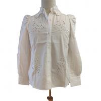 China Women Turn Down Collar Algodon White Puff Sleeve Blouse on sale