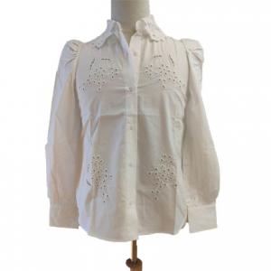 China Women Turn Down Collar Algodon White Puff Sleeve Blouse supplier