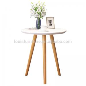 Three Legs Center Coffee Table , Modern Side Tables For Living Room white desktop&wooden leg/white leg