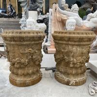 China Marble Planter Urns Large Floor Vases home decor Natural Stone Garden Flowerpot Large Antique on sale
