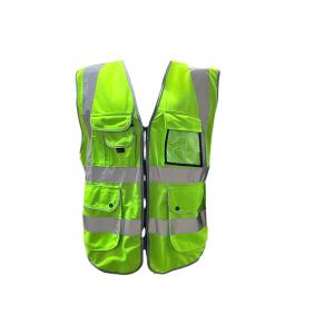 Workers' High Visibility Fluorescent Yellow Reflective Running Vest with Pockets