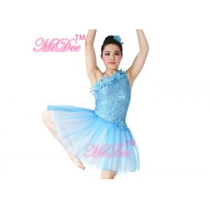 China Floral Ballet Dance Costume Sequin Leotard Dress With Oblique Neckline supplier
