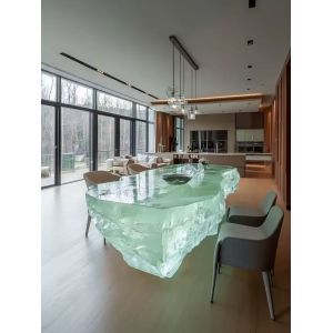 China Hot Sale Luminous Tables Restaurant New Type Furniture Square Ice Crack Onyx Luminous Coffee Table Tea Table for Bar Pub Restaurant 48'' 1200mm Back Lighted Translucent Furniture wholesale