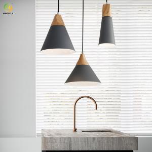 E26 Wood Aluminum Modern Pendant Light For Hotel / Living Room / Showroom