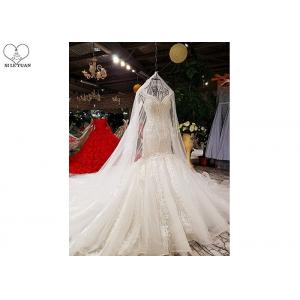 Off White Wedding Ladies Bridal Gown Custom Beading Lace Long Fishtail Bandage