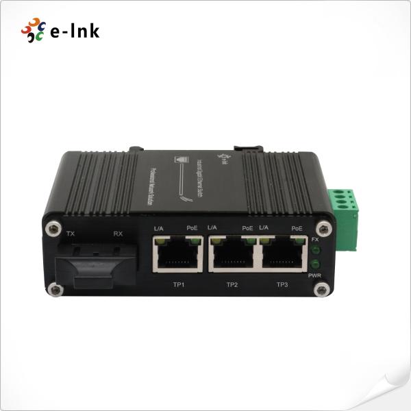 Mini Industrial 3-Port 10/100/1000T 802.3at PoE + 1-Port 1000X SC Ethernet Switch with 12~48VDC Input and Voltage Booster