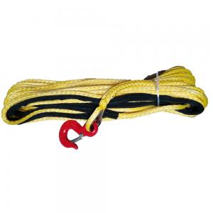China Recovery Cable Towing Synthetic Winch Rope With Hook 3/8 X 100 FT Yellow supplier