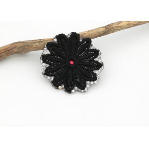 Black Color Small Flower Embroidery Patches , Embroidery Applique Patches