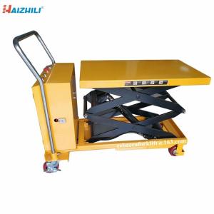 China Factory direct sell portable 350kg electric scissors lift table cart with 1500mm lifting height supplier