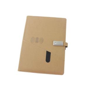 Luxury Ring Binder Journal Powerbank Wireless Charging Notebook Usb Pu Leather
