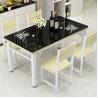 Toughened Glass Top Dining Room Table , Black Glass Dining Table Set