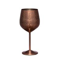 China Etched Stainless Steel Wine Glass 17oz Copper Plated Royal Style Wine Goblets on sale