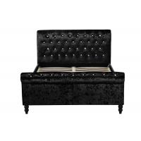 China Luxury Silver Black Fabric Crushed Velvet Sleigh Bed Frame Double King Size on sale