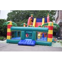 China Giant Inflatable Palm Tree Slides / Inflatable Combo With Safety Rail Protection Network on sale