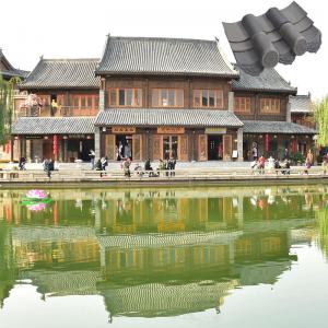 Unglazed Matt Chinese Clay Roof Tiles Grey Old Korean Resort Villa Project Use