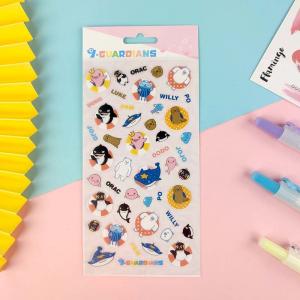 Custom PVC Cartoon Sticker Sheet Cute Animal Transparent Stickers For Home Decor