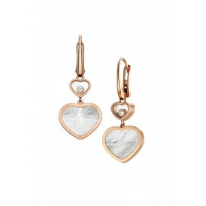 Ladies Chopard Jewelry Happy Gold Heart Earrings 18K With Natural Diamonds Stone