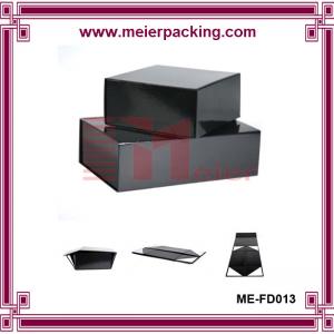 Glossy black square magnetic folding cosmetic paper packaging gift box supplier ME-FD013