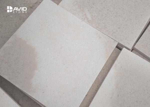 White Smooth Sandstone Wall Tiles , Sandstone Cladding Panels Stable Structure