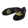 China Motif Mens Summer Loafers , Slip On Crown Embroidery Mens Velvet Slippers wholesale