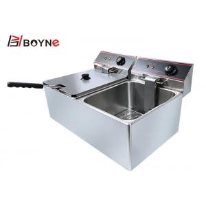 6.5kw Commercial Kitchen Cooking Equipment 2 Tank 11L Stainless Steel Deep Fryer