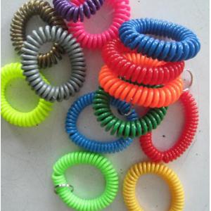 Customized different color soft expanding wrist band coils key chains without key ring