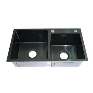 Modern Standard Black Composite Stainless Steel Sink Two Bowl