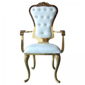 Luxury Armchair Bridal Shower Chair Gold SS Frame For Hotel Event Reception