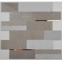 China 4mm Thickness Mosaic Wall Tile Natural Stone With Metal Decor on sale