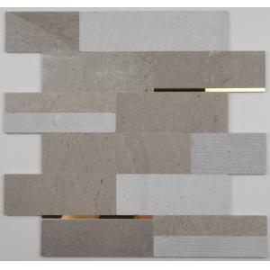 China 4mm Thickness Mosaic Wall Tile Natural Stone With Metal Decor supplier