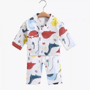 China Jacquard Muslin Baby Pajamas Sleepwear Long Sleeves 100 Cotton MBP 003 supplier