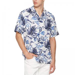 Hawaiian Men'S Printed Linen Cotton Casual Floral Shirt Beach Poster Surfing