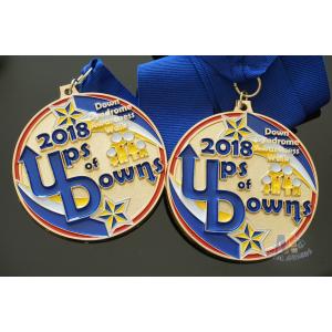 Awareness Walk Gold Sport Metal Award Medals Blue Ribbon Hockey And Racing Medals