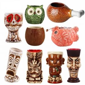 Creative Ceramic Tiki Mugs Hawaiian Cocktail Mug  Porcelain Beer Wine Mug Drinkware