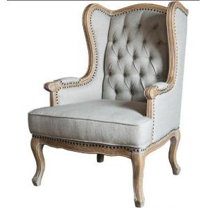 European Rustic Wooden Leisure Chair For Bedroom , Antique Upholstered Armchairs