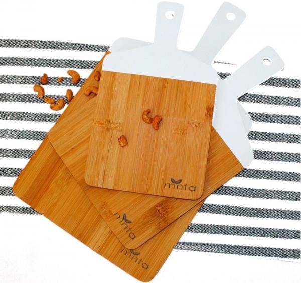 3 Piece 100% Organic Bamboo Cutting Board Set | Pizza Tray | Lightweight | Serve
