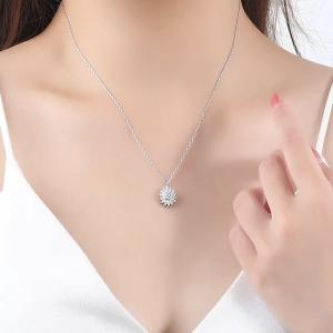 China 925 Sterling Women Necklaces Silver Daisy Necklace Cubic Zircon Cross supplier