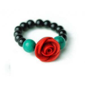 Ethnic Chinese style jewelry retro classic roses carved lacquer ring