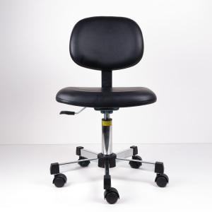 Black PU Leather Ergonomic ESD Chairs Clean Room Chair With Wheels Bench Height