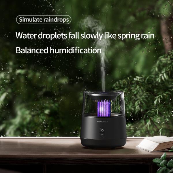 ABS Raindrop Aroma Fire Flame Humidifier With Less Than 35dB Noise Level