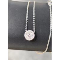 China Round Lab Created Diamond Pendant Necklace With Halo Setting Pendant Lab Diamond Jewelry on sale