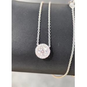 Round Lab Created Diamond Pendant Necklace With Halo Setting Pendant Lab Diamond Jewelry