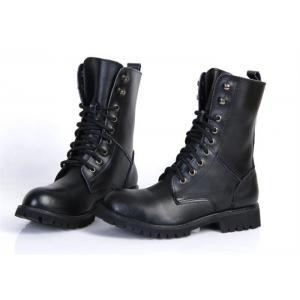Flat Low Heel Military Jungle Boots , Round Toe Leather Motorcycle Boots